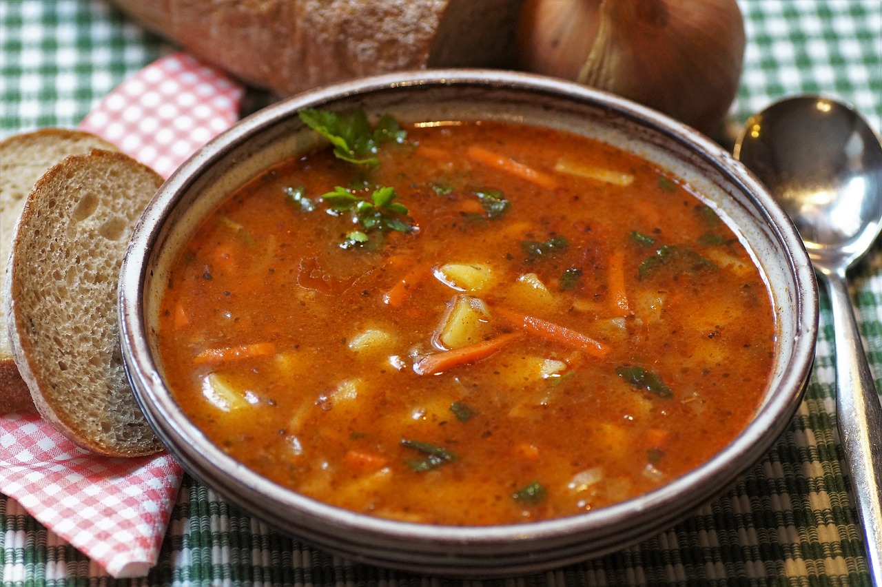 A bowl of soup or stew, representing cooking in a power outage